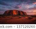 Dramatic sunset over Uluru, Ayers Rock 137120260