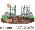 Watercolor garden tools, farmhouse tools , country farm gardening, clipart, rusty element, watering can, flower pot ,green rubber boots ,spring flowers , isolate 137121079