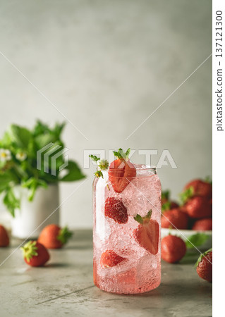 Strawberry cocktail in a glass Strawberry cocktail in a glass 137121300