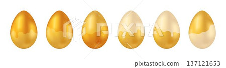 A set of realistic Easter eggs on a white background. 137121653