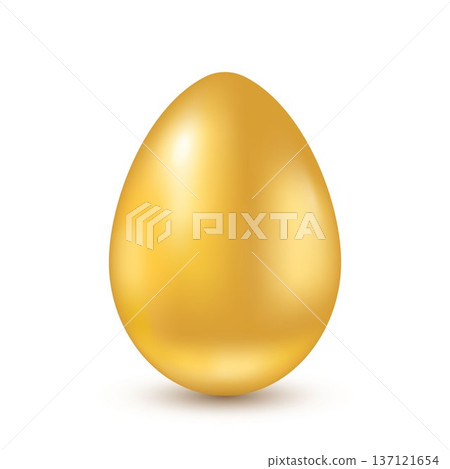 Easter golden egg with highlights and shadows on a white background. Easter golden egg with highlights and shadows on a white background. 137121654