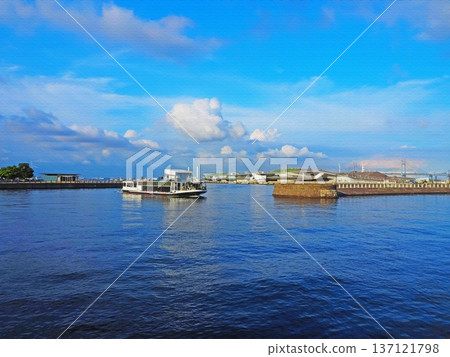 橫濱港和港未來地區的開闊海濱景色。附圖。 137121798