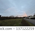 A rainbow and suburban scenery at sunrise in Le Creusot, France 137122259