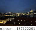 Night view of the Douro River and Dom Luis I Bridge in Porto, Portugal, at Christmas in December 137122261
