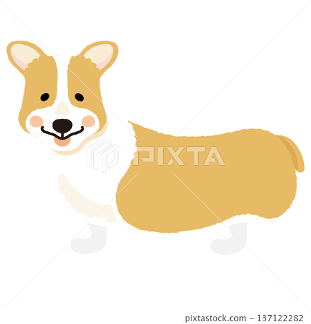 微笑柯基犬可愛狗狗向量圖 137122282