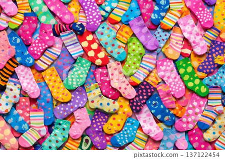 A vibrant collection of colorful patterned socks 137122454