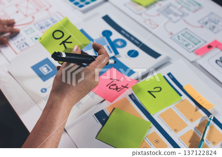 team of UI UX web designer are working together to develop mobile responsive websites with UI UX front end designer previews 137122824