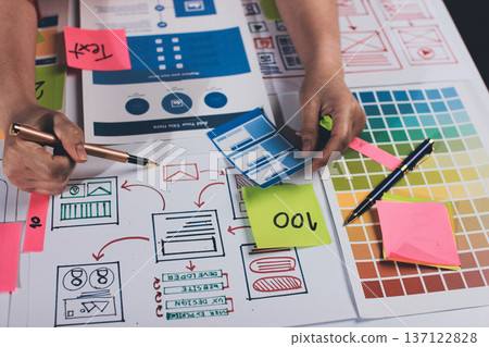 team of UI UX web designer are working together to develop mobile responsive websites with UI UX front end designer previews 137122828