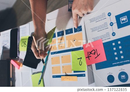 team of UI UX web designer are working together to develop mobile responsive websites with UI UX front end designer previews 137122835