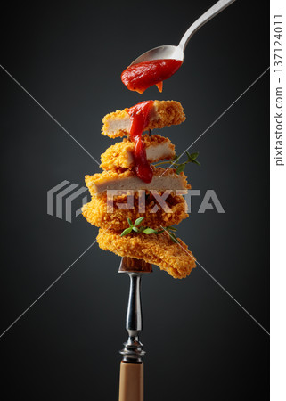 Nuggets with tomato sauce. Nuggets with tomato sauce. 137124011