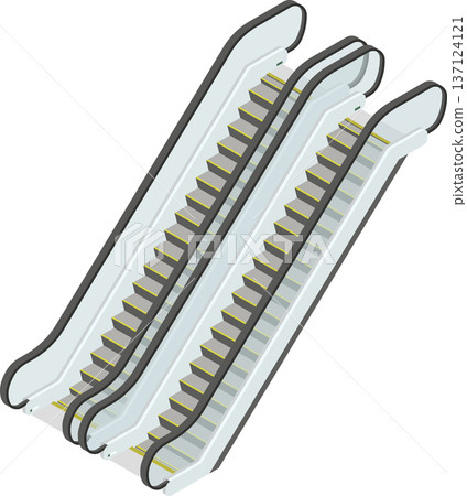 Isometric empty indoor escalator illustration Isometric empty indoor escalator illustration 137124121