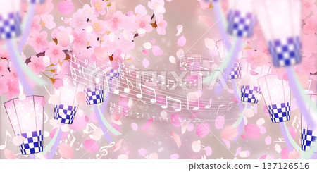 Background material of cherry blossoms with falling petals Background material of cherry blossoms with falling petals 137126516