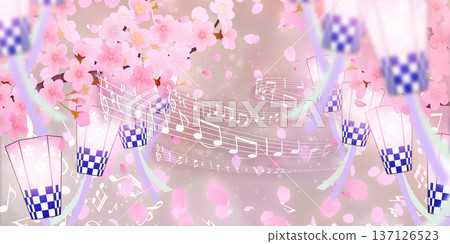 落花櫻花背景素材 137126523