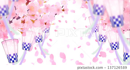 落花櫻花背景素材 137126589