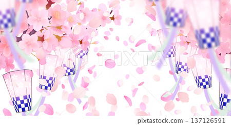 落花櫻花背景素材 137126591
