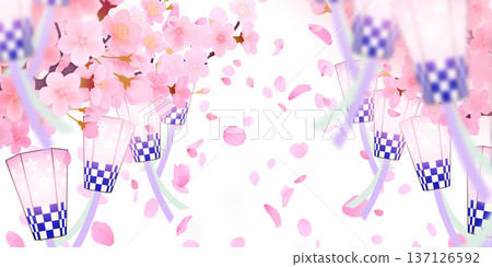 Background material of cherry blossoms with falling petals 137126592
