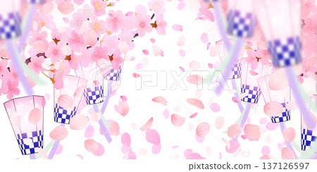 Background material of cherry blossoms with falling petals Background material of cherry blossoms with falling petals 137126597