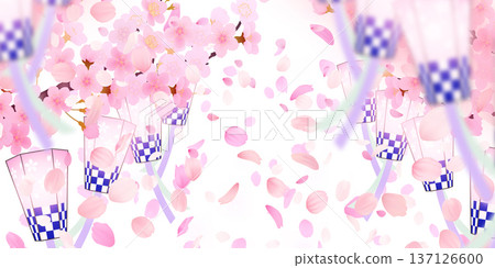 Background material of cherry blossoms with falling petals Background material of cherry blossoms with falling petals 137126600