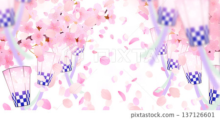 Background material of cherry blossoms with falling petals 137126601