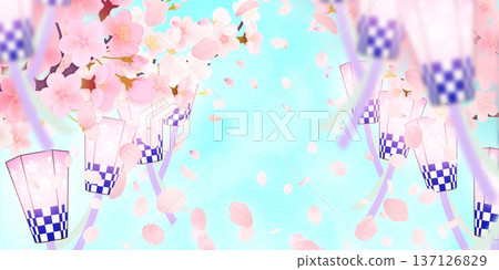 Background material of cherry blossoms with falling petals 137126829