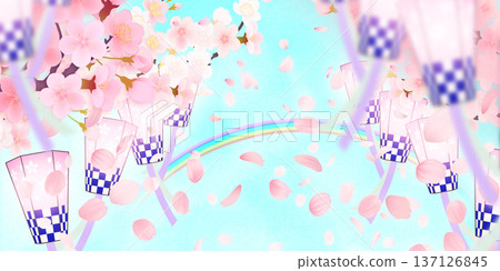 Background material of cherry blossoms with falling petals 137126845