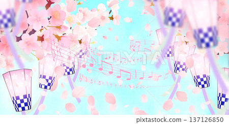 Background material of cherry blossoms with falling petals 137126850