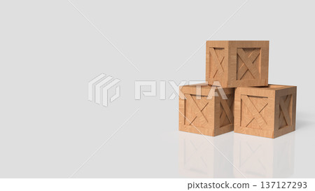 Stacked Wooden Shipping Crates on Gray Background 3d render. Stacked Wooden Shipping Crates on Gray Background 3d render. 137127293