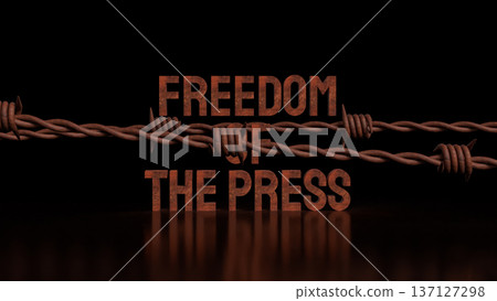 Freedom of the Press Restricted by Barbed Wire Concept 3d render. Freedom of the Press Restricted by Barbed Wire Concept 3d render. 137127298