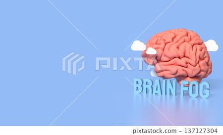 Brain Fog Concept with 3D Brain and Clouds. Brain Fog Concept with 3D Brain and Clouds. 137127304