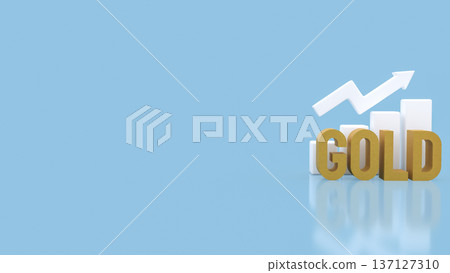 Gold Investment Growth Concept with Rising Arrow Chart 3d render. 137127310