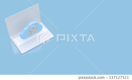 Cloud Computing Technology Concept on Laptop Screen 3d render. Cloud Computing Technology Concept on Laptop Screen 3d render. 137127321