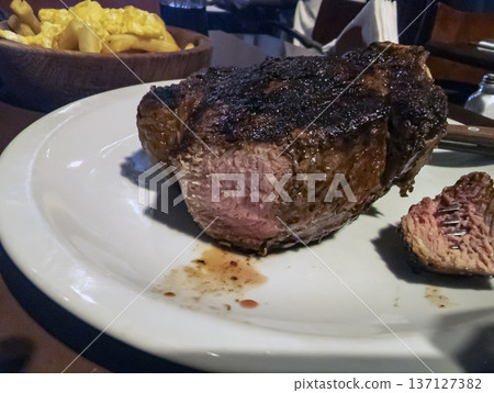Grilled rib eye steak made from marbled beef at a cafe in Cordoba, Argentina Grilled rib eye steak made from marbled beef at a cafe in Cordoba, Argentina 137127382