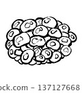 Line drawing of nameko mushrooms 137127668