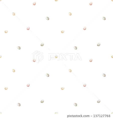 Pattern Easter egg pink, gray, beige. Watercolor illustrations in vintage childish style. Seamless hand-drawn print on an isolated background for textiles, fabrics, clothing, wallpaper, packaging 137127768
