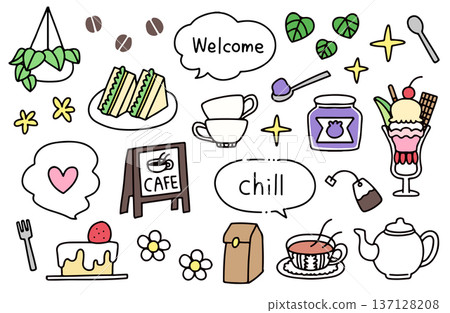 Cafe-themed illustration set Cafe-themed illustration set 137128208