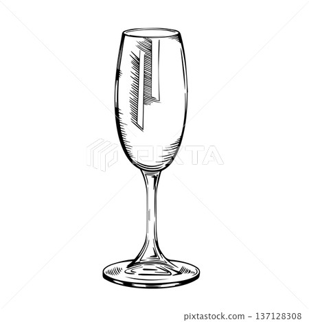 Black and white vector illustration of a wine or Black and white vector illustration of a wine glass, isolated. Hand-drawn ink line-art. This alcoholic beverage glass is used for winemaking Black and white vector illustration of a wine or Black and white vector illustration of a wine glass, isolated. Hand-drawn ink line-art. This alcoholic beverage glass is used for winemaking 137128308
