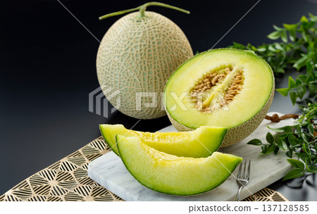 Melon image on a black background 137128585