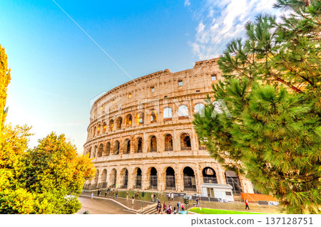 Colosseum at sunset in Rome, Italy 137128751