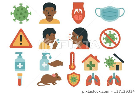 Illustrative icons promoting health safety and awareness. Illustrative icons promoting health safety and awareness. 137129334