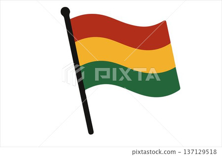 Stylized flag featuring bold red, yellow, and green colors. 137129518