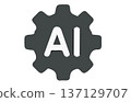 Visual representation of AI technology in a gear icon. 137129707