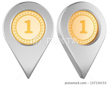 Map location pin with coin for bank or ATM. 3d rendering 137130155