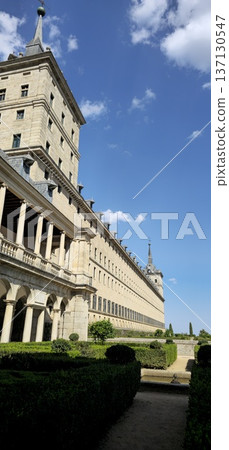 Historic Architecture of a Monastery Against a Blue Sky 137130547