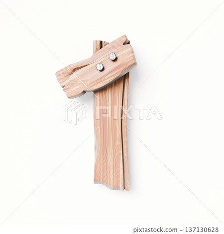 Wooden planks Font Number 1 ONE 3D 137130628