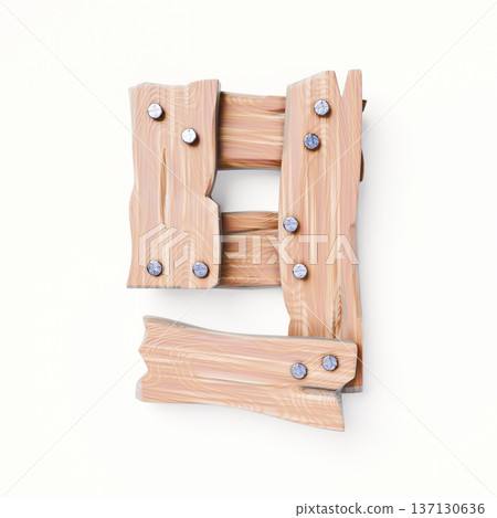 Wooden planks Font Number 9 NINE 3D 137130636