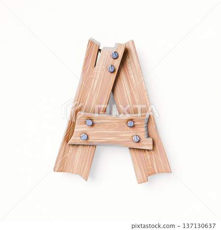 Wooden planks Font Letter A 3D 137130637