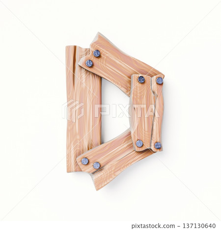 Wooden planks Font Letter D 3D Wooden planks Font Letter D 3D 137130640