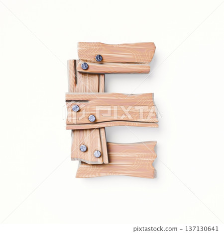 Wooden planks Font Letter E 3D 137130641