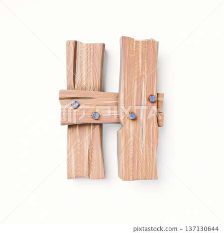 Wooden planks Font Letter H 3D 137130644