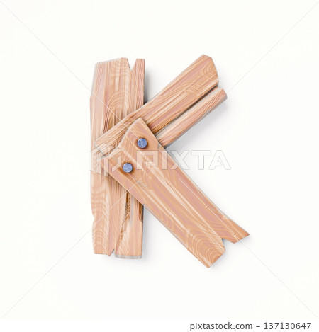 Wooden planks Font Letter K 3D 137130647